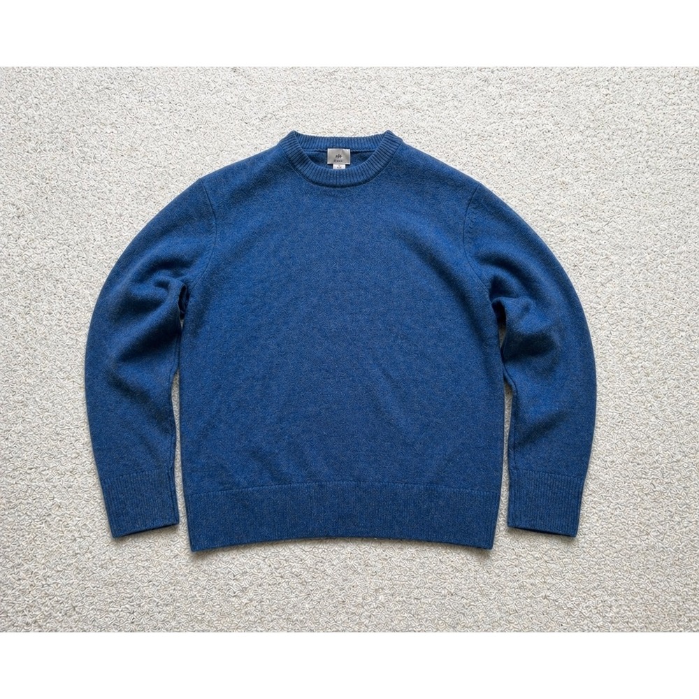 H&M MEN 100% Wool REGULAR FIT TEXTURED-KNIT JUMPER Round Neck Size M Blue
